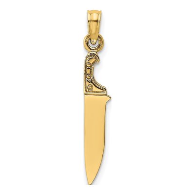 14K Yellow Gold 3D Butcher Knife Charm