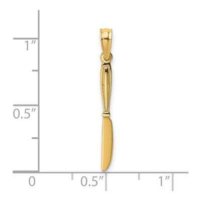 14K Yellow Gold 3D Table Knife Charm – view 4