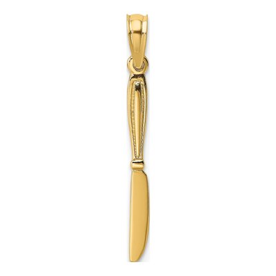 14K Yellow Gold 3D Table Knife Charm