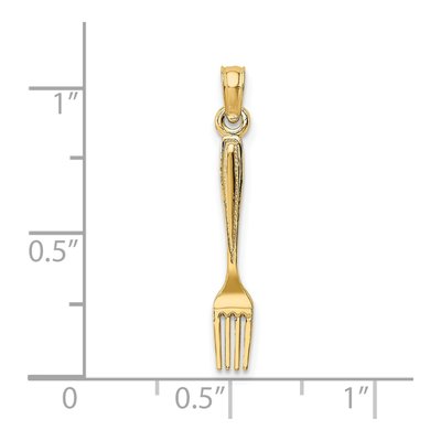 14K Yellow Gold 3D Table Fork Pendant – view 4