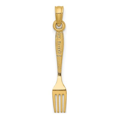 14K Yellow Gold 3D Table Fork Pendant – view 5