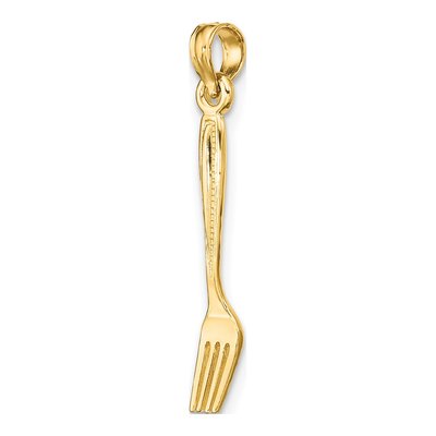 14K Yellow Gold 3D Table Fork Pendant – view 6