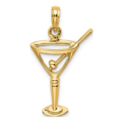 14K Yellow Gold Martini Pendant