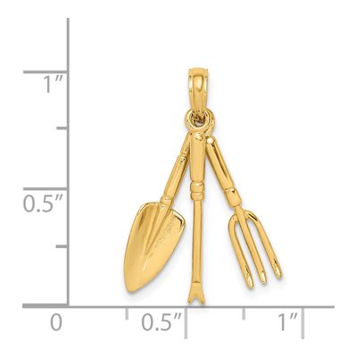 14K Yellow Gold 3D Garden Tool Pendant – view 4