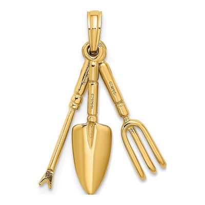 14K Yellow Gold 3D Garden Tool Pendant – view 5