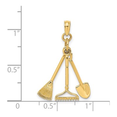 14K Yellow Gold 3D Garden Tool Charm – view 4