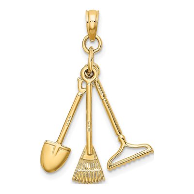 14K Yellow Gold 3D Garden Tool Charm – view 5