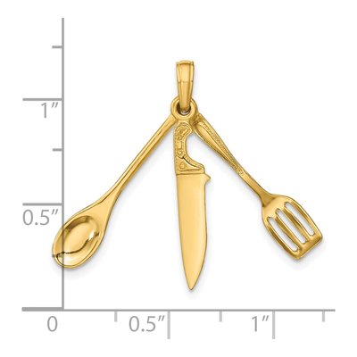 14K Yellow Gold 3D Spatula Charm – view 4