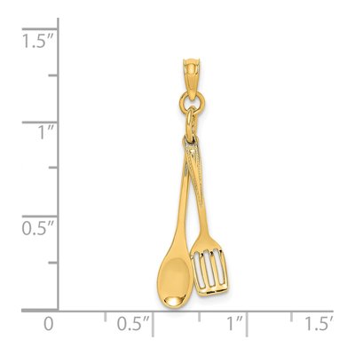 14K Yellow Gold 3D Spoon Spatula Charm – view 4
