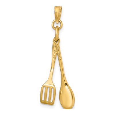 14K Yellow Gold 3D Spoon Spatula Charm – view 5