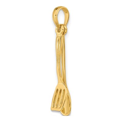 14K Yellow Gold 3D Spoon Spatula Charm – view 6