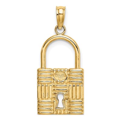 14K Yellow Gold 3D Padlock Charm – view 4