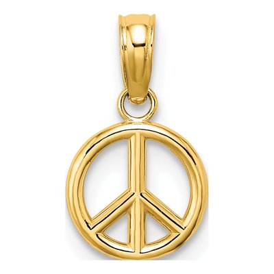 14K Yellow Gold 3-D Peace Symbol Charm