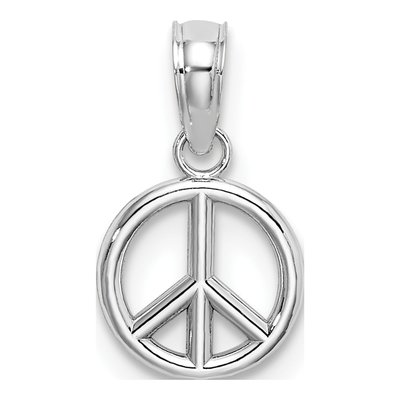 14K White Gold 3-D Peace Symbol Pendant