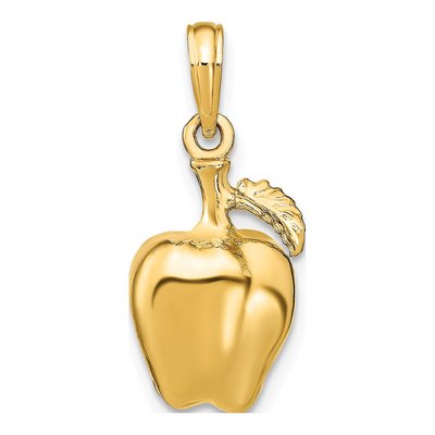 14K Yellow Gold 3-D Apple Pendant