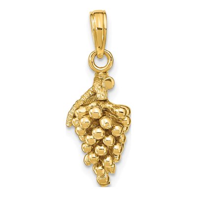 14K Yellow Gold 3D Grapes Pendant – view 4