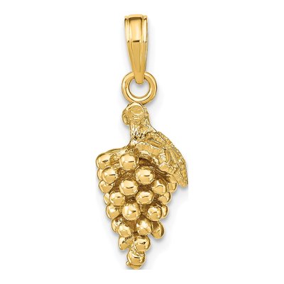 14K Yellow Gold 3D Grapes Pendant