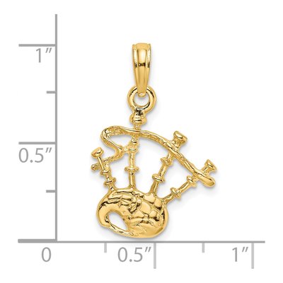14K Yellow Gold 3-D Bagpipes Pendant – view 4