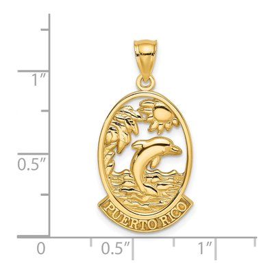 14K Yellow Gold Puerto Rico Dolphin Sunset Charm – view 4