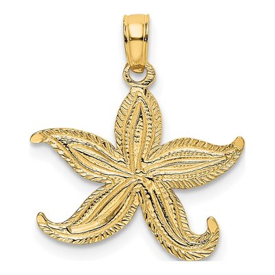 14K Yellow Gold Flat Starfish Pendant