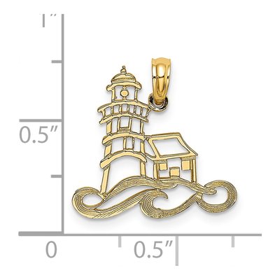 14K Yellow Gold Lighthouse Waves Pendant – view 4