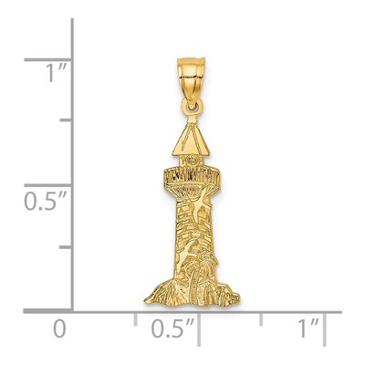 14K Yellow Gold Lighthouse Seagulls Pendant – view 4