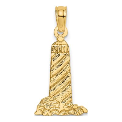 14K Yellow Gold Small Lighthouse Pendant