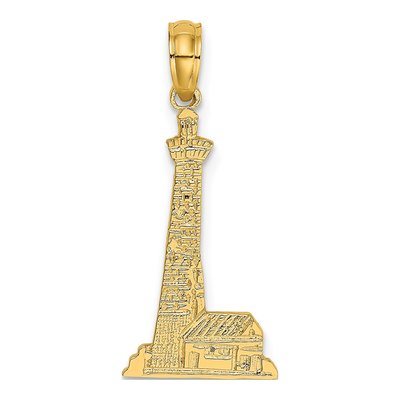 14K Yellow Gold Lighthouse Pendant