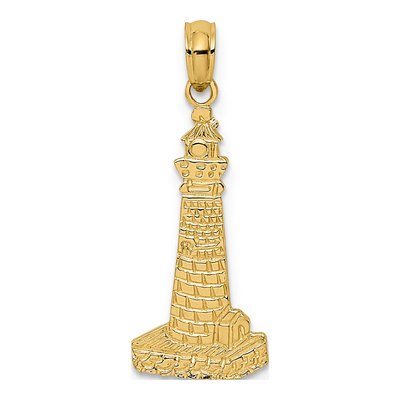 14K Yellow Gold Lighthouse Pendant