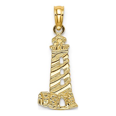 14K Yellow Gold Lighthouse Pendant