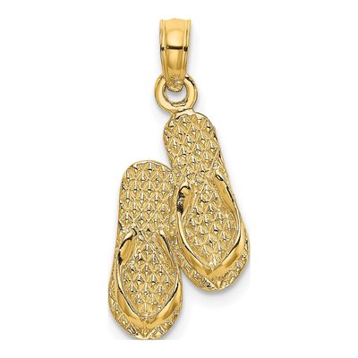 14K Yellow Gold Antigua Double Flip-Flop Charm
