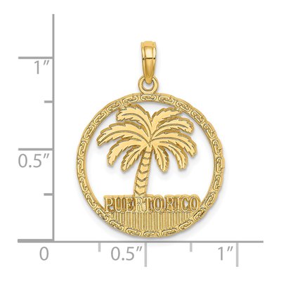 14K Yellow Gold Puerto Rico Palm Tree Charm – view 4