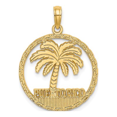 14K Yellow Gold Puerto Rico Palm Tree Charm