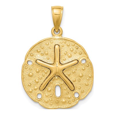 14K Yellow Gold Starfish on Sand Dollar Charm