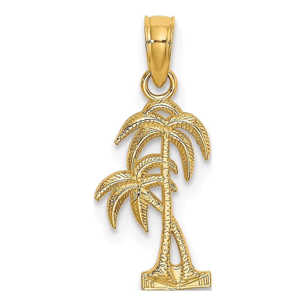 14K Yellow Gold Double Palm Tree Charm