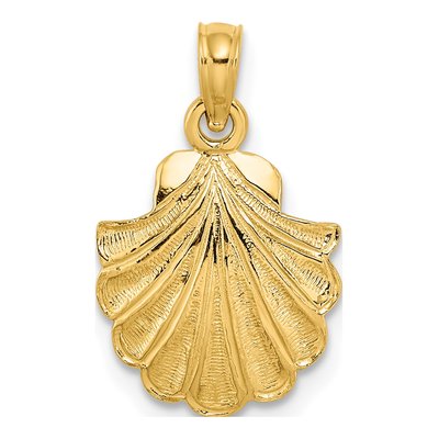 14K Yellow Gold Scallop Shell Pendant