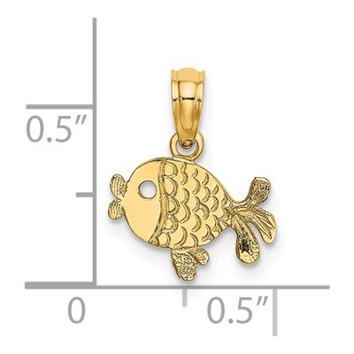 14K Yellow Gold Textured Fish Pendant – view 4