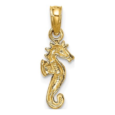 14K Yellow Gold Mini Seahorse Pendant – view 5