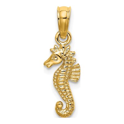 14K Yellow Gold Mini Seahorse Pendant