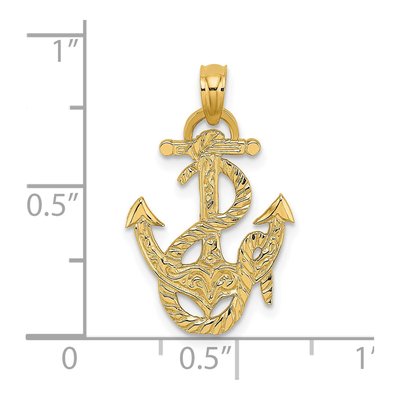 14K Yellow Gold Anchor Rope Pendant – view 4