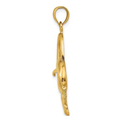 14K Yellow Gold Dolphin Through Hoop Charm – view 3