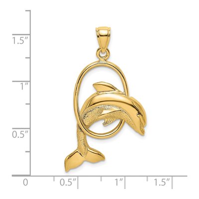 14K Yellow Gold Dolphin Through Hoop Charm – view 4