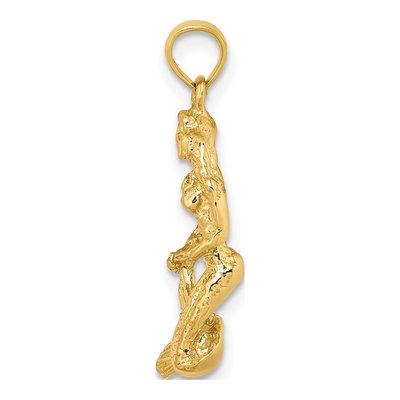 14K Yellow Gold 3D Mermaid Pendant – view 3