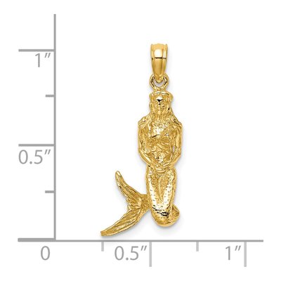 14K Yellow Gold 3D Mermaid Pendant – view 4