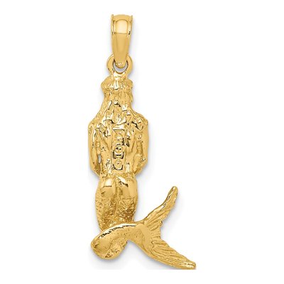 14K Yellow Gold 3D Mermaid Pendant – view 5