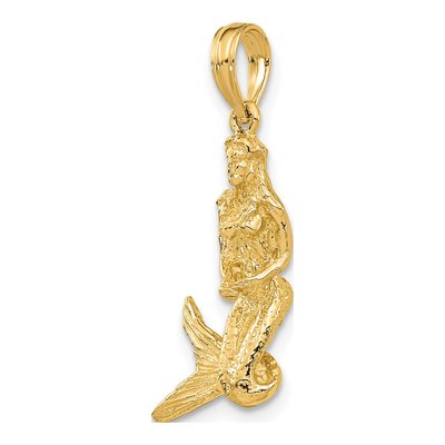 14K Yellow Gold 3D Mermaid Pendant – view 6