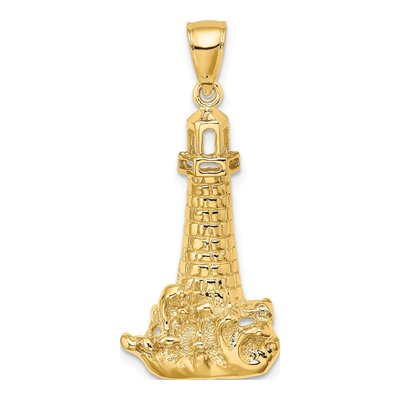 14K Yellow Gold Lighthouse Pendant