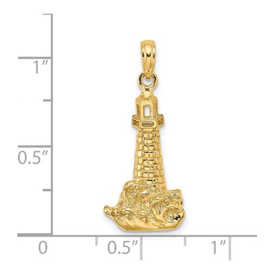 14K Yellow Gold Lighthouse Wave Pendant – view 4