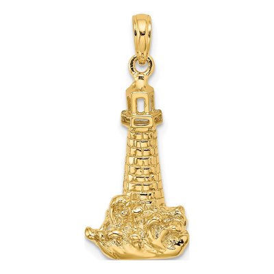 14K Yellow Gold Lighthouse Wave Pendant