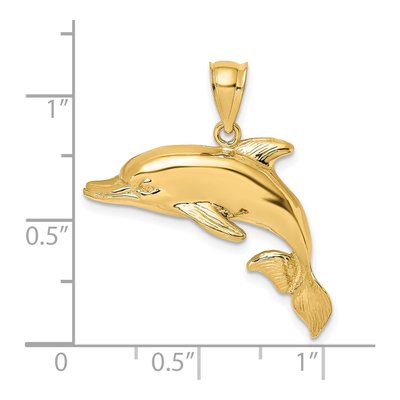14K Yellow Gold 2-D Engraved Dolphin Charm – view 4
